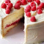 Buttery cream and raspberry cake