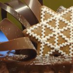 Gingerbread cake with forest fruit cream