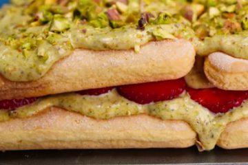 Pistachio strawberry tiramisu