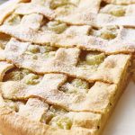 Yogurt cake with gooseberries and oat flakes