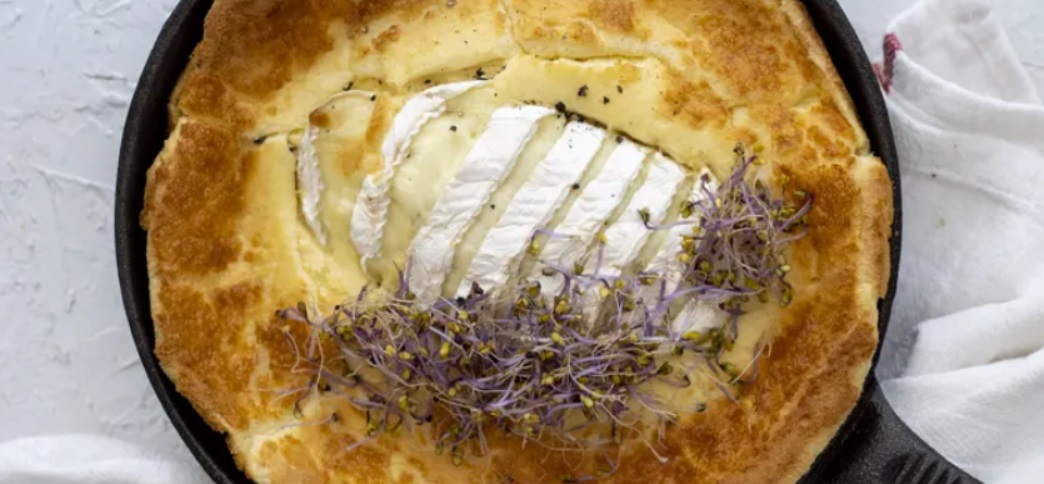 Baked crepe with carré de i'est cheese