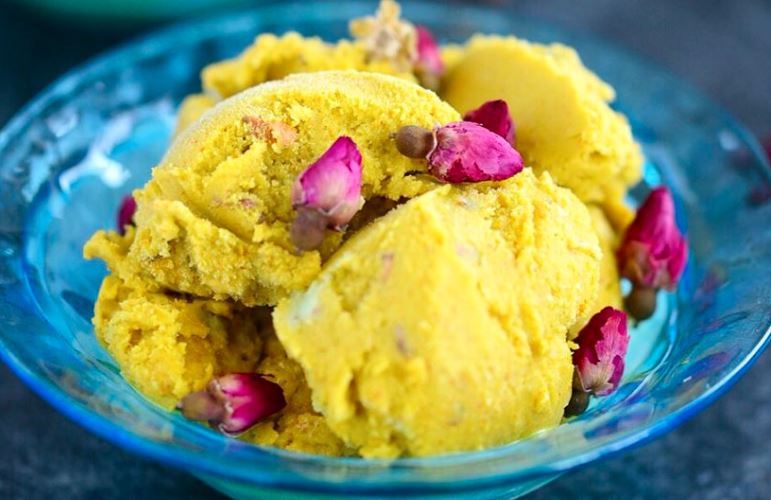 Bastani Irani (rose water and saffron ice cream)
