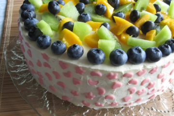 Birthday Cake with Mascarpone Cream and Fruits