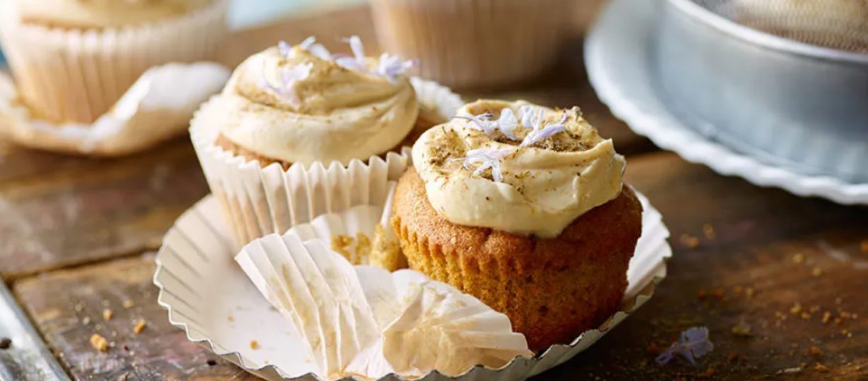 Carrot Cupcakes with Lavender Cream