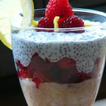 Chia and Oatmeal in Coconut Milk with Raspberries