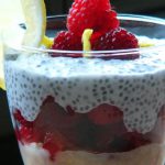 Chia and Oatmeal in Coconut Milk with Raspberries