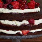 Chocolate Cake with Whipped Cream and Fruit