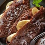 Chocolate pancakes with bananas