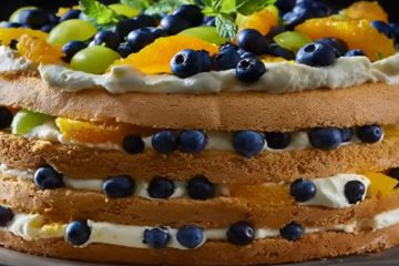Fruit Cake with Whipped Cream