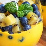 Fruit Dessert with Mango, Kiwi, and Blueberries