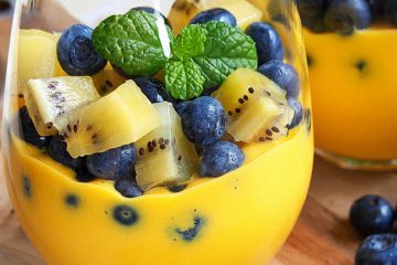 Fruit Dessert with Mango, Kiwi, and Blueberries