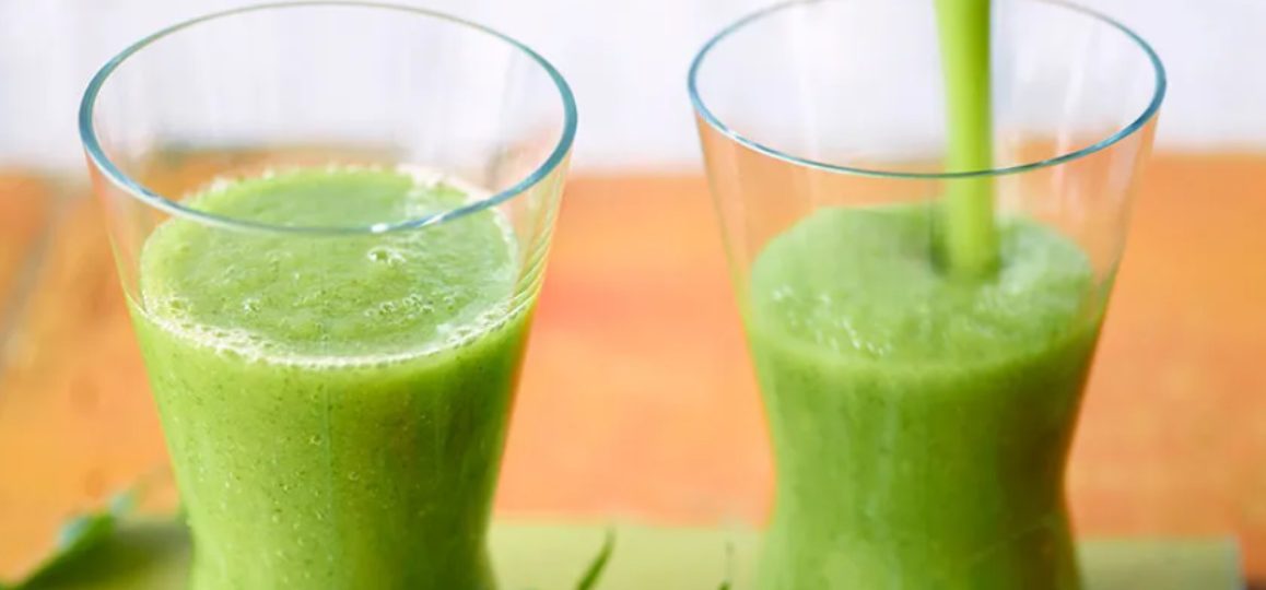 Green smoothie with wild herbs