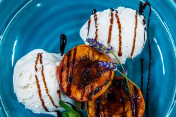 Honey balsamic glazed grilled fruit