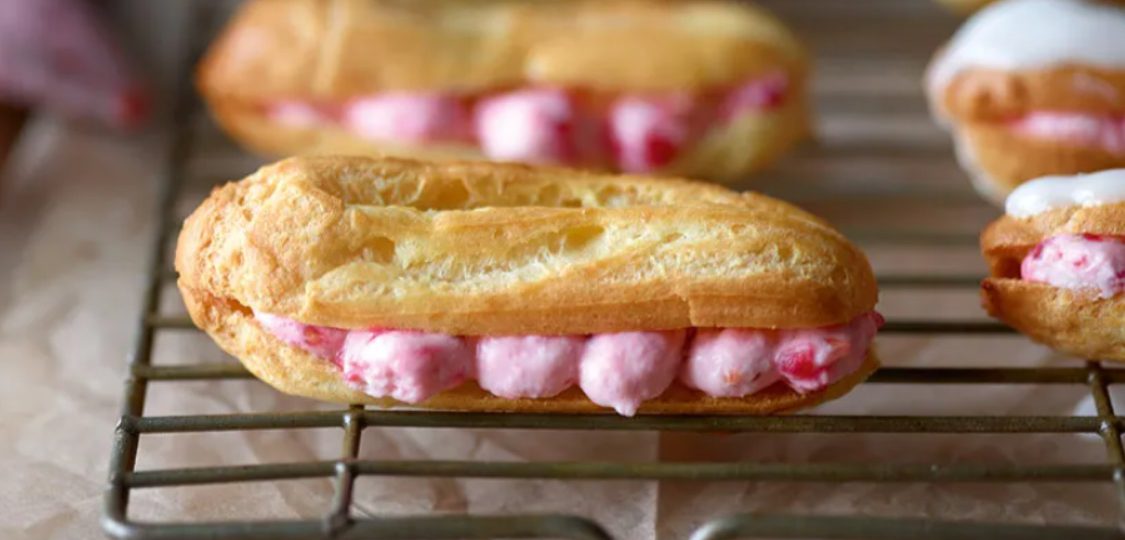Mini Eclairs with Raspberry Cream