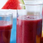 Peach Smoothie with Watermelon and Grapes