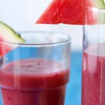 Peach smoothie with watermelon and grapes