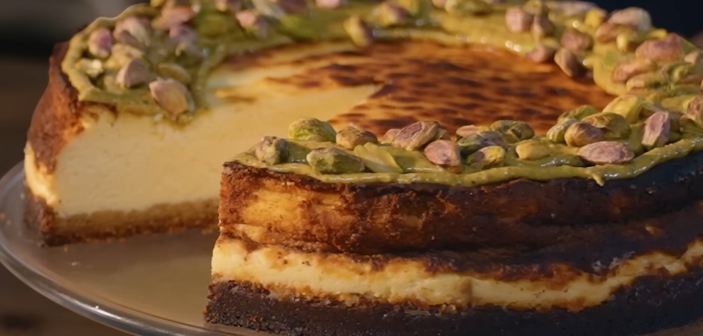 Pistachio basque cheesecake