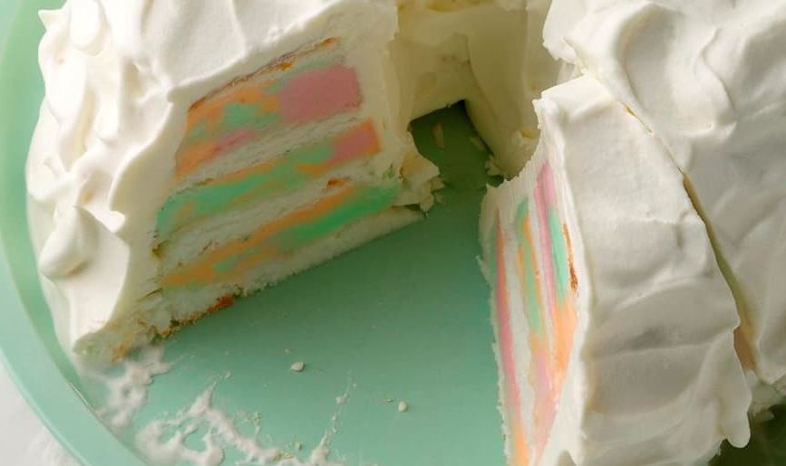Rainbow Sherbet Angel Food Cake