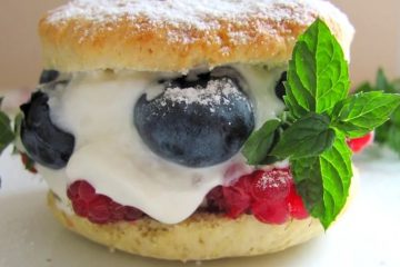 Shortbread Cookies with Whipped Cream and Rum-Soaked Fruits