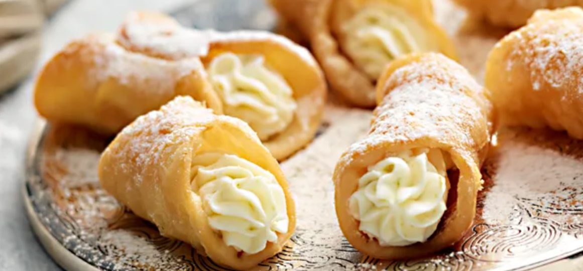 Sicilian Cannoli Filled with Ricotta Cream