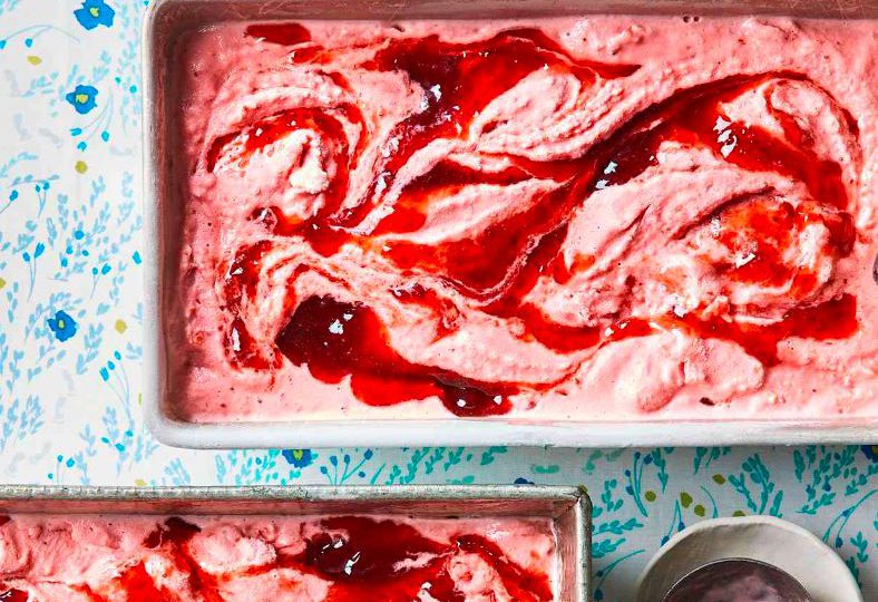 Strawberry jam ripple ice cream