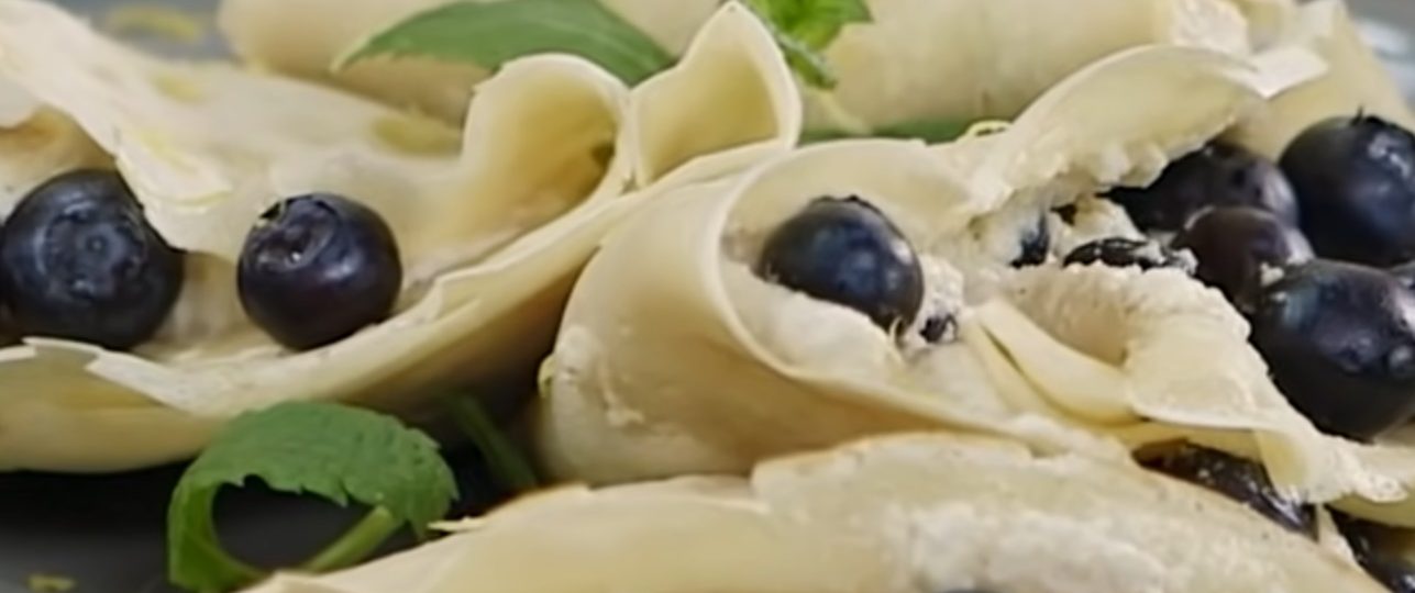 Vegan pancakes without eggs with blueberries