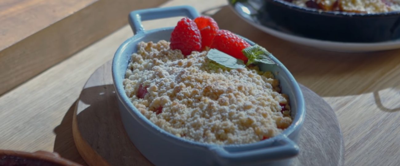 Almond Crumble with Baked Plums