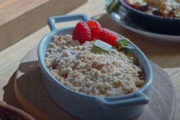 Almond Crumble with Baked Plums