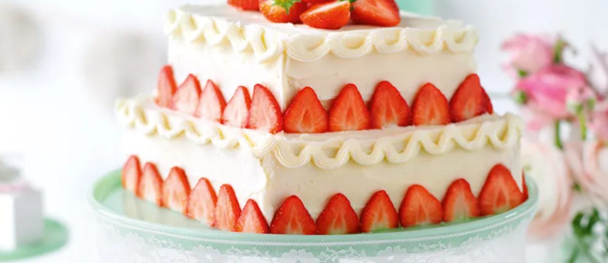 Almond Wedding Cake with Strawberries