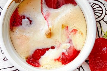 Baked Strawberries in Eggnog Custard