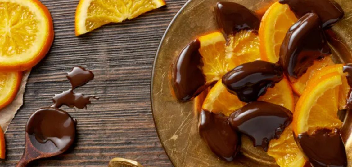 Candied orange slices in dark chocolate