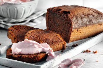 Chocolate Cake with White Bean and Strawberry Cream