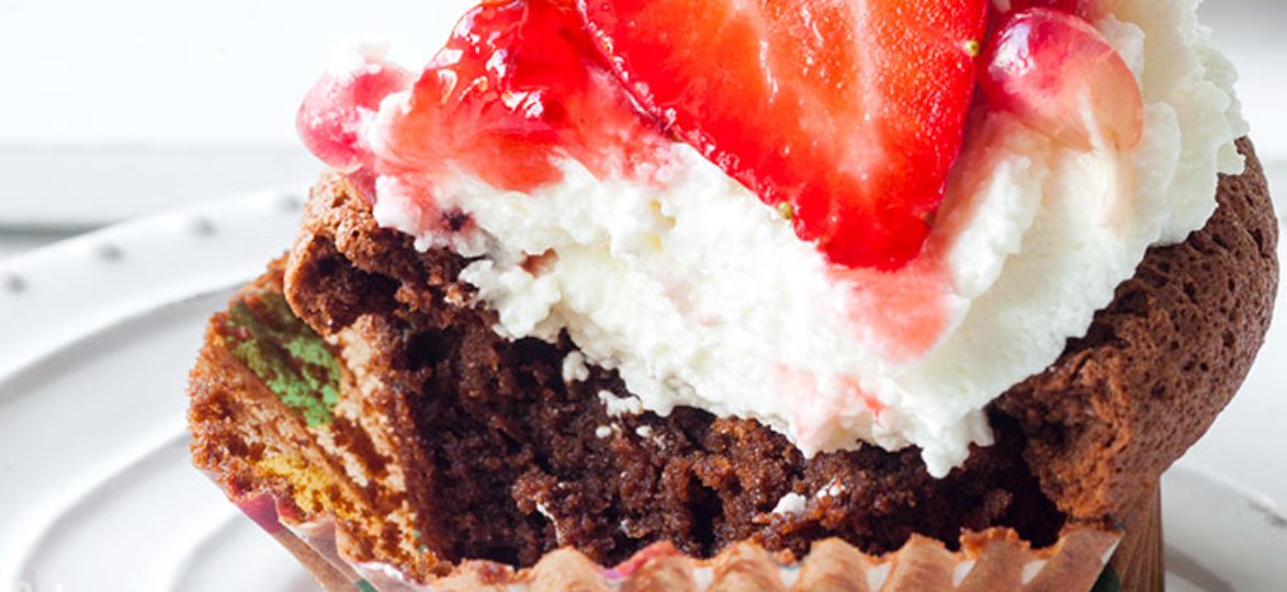 Chocolate Clouds with Whipped Cream and Fruit