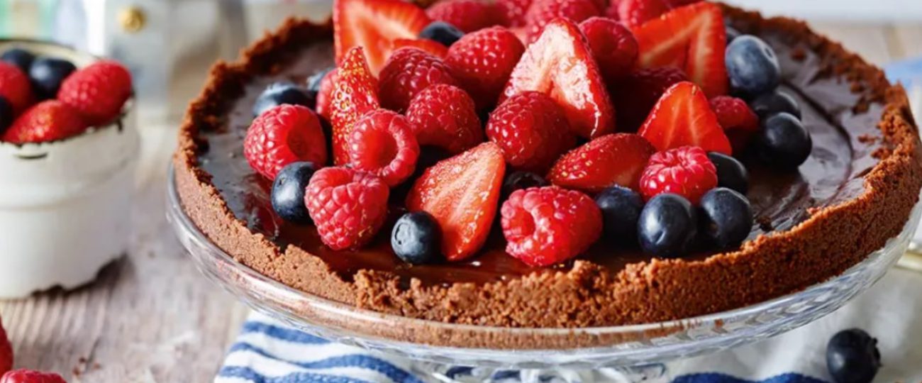 Chocolate-Coffee Tart with Blueberries