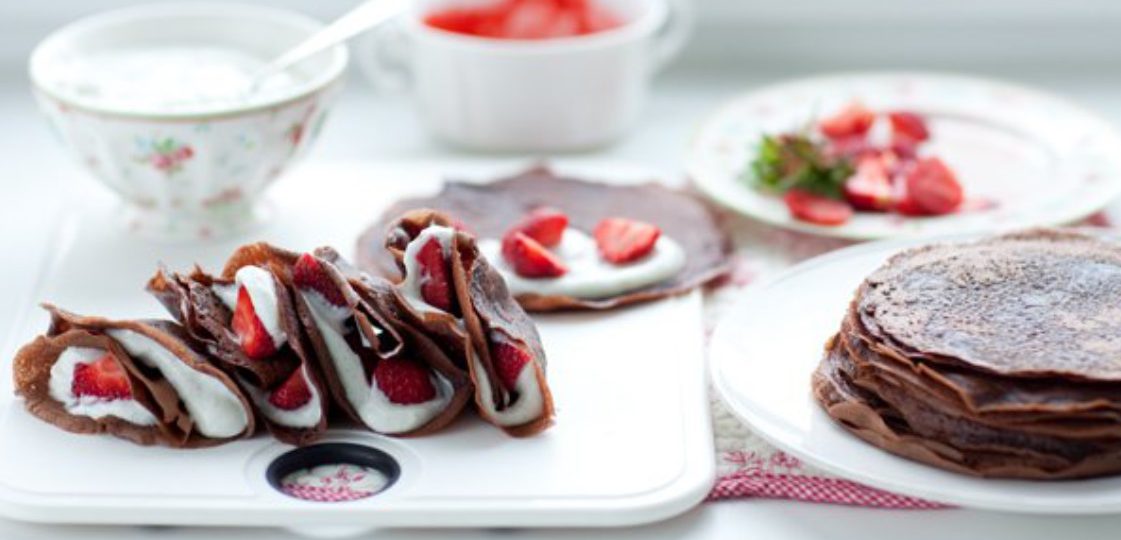 Chocolate Crepes with Strawberries