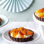 Chocolate Mini Tarts with Mint Cream and Apricots