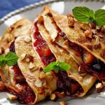 Cinnamon pancakes with plums