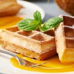 Coconut Waffles with Mango Sauce