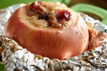 Grilled Apples Stuffed with Rhubarb and Cranberries
