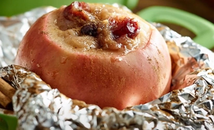 Grilled Apples Stuffed with Rhubarb and Cranberries