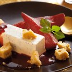 Marzipan and Poppy Seed Parfait with Pears in Red Wine