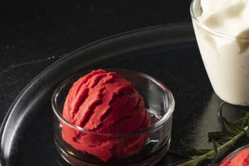 Molecular Cuisine – Tomato Soup Ice Cream and Cheese Foam