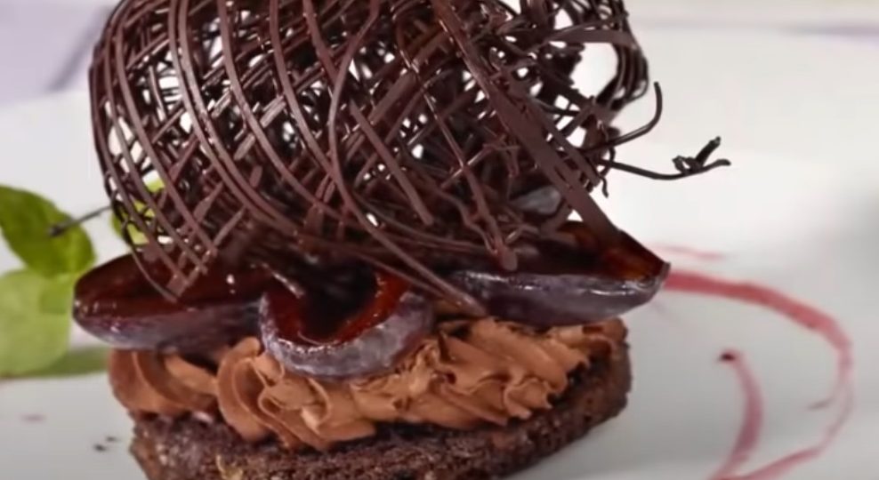 Plum and chocolate dessert