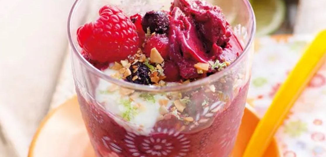 Quick Berry Sorbet with Lime Sprinkle