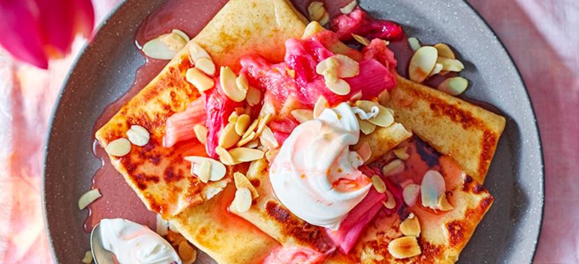 Spelt Pancakes with Rhubarb