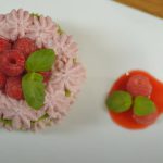 Spinach and Basil Sponge Cake with Raspberry