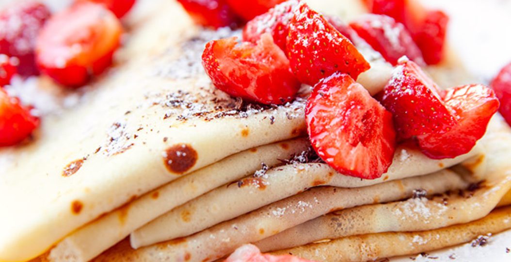 Stracciatella Pancakes with Strawberries