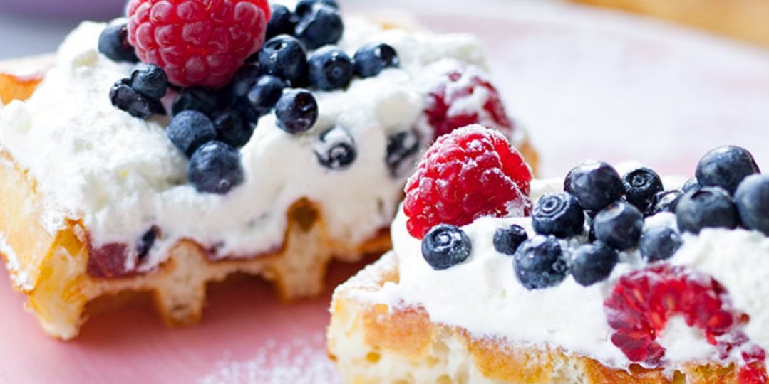 Waffles with Berries and Whipped Cream