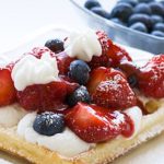 Waffles with Strawberries and Whipped Cream