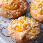 Yeast Buns with Marzipan and Peaches